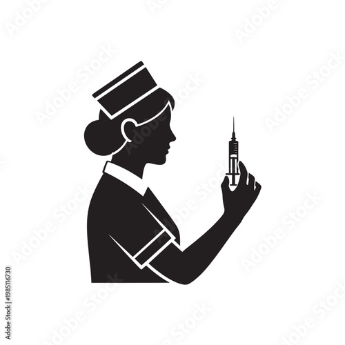 Nurse Holding Syringe Isolated for Vaccination Medical Healthcare and Injection Treatment Concepts