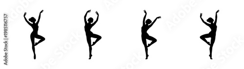 Elegant ballet dancers silhouette vector art for dance studio logo and artistic design projects