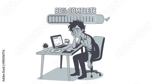 Tired Office Worker with Weekend Loading Concept