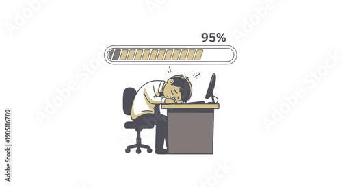 Weekend Loading Concept with Tired Office Worker Sleeping at Desk
