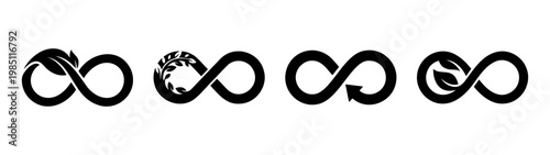 Εκτύπωση καμβά Infinity symbol vector design with leaf and floral elements for logo and graphic