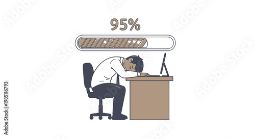 Weekend Loading Concept of Tired Office Worker at Desk