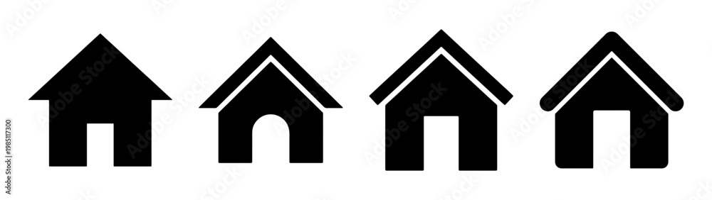 Fototapeta premium House illustration vector design featuring simple home icons with pointed roof and door shape design