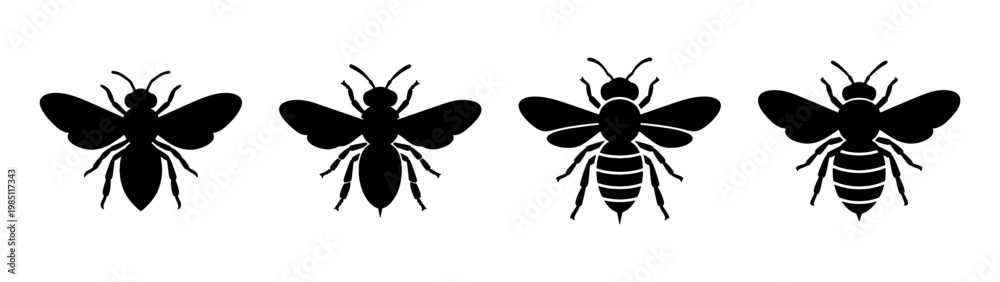 Fototapeta premium Vector silhouette of mantis insects collection, entomology illustration, insect icons and design elements