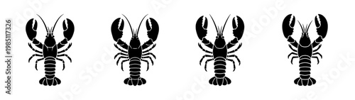 Vector crawfish illustration set black and white seafood animal graphic design element crawdad art image