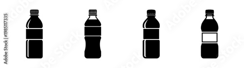 Black and white bottle vector design set for sauce vinegar oil dressing packaging and branding mockup