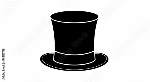 Black Top Hat Silhouette Icon Vector