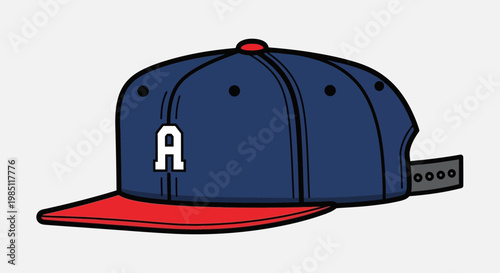 Blue and Red Snapback Baseball Cap with Letter A