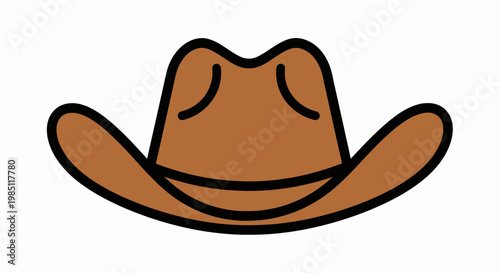 Brown Cowboy Hat Icon - Western Style Headwear Graphic