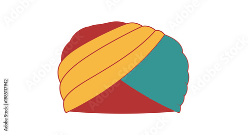 Colorful Indian Turban Headwear on White Background