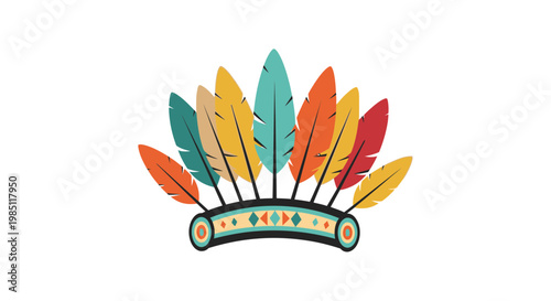 Colorful Native American Feather Headdress Icon