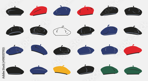Collection of Colorful Beret Hats - French Fashion Accessory