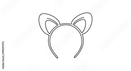 Cute Animal Ears Headband, Simple Line Art Icon