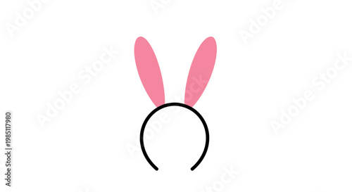 Cute Pink Bunny Ears Headband on White Background - Easter Party Accessory