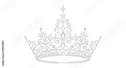 Elegant Diamond Tiara Outline - Royal Crown Illustration