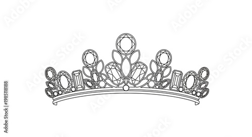 Elegant Diamond Tiara Outline - Royalty and Luxury Icon