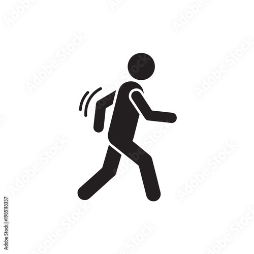 Running Stick Figure with Backpack Icon for Fitness Training, Outdoor Activity and Healthy Lifestyle Concept