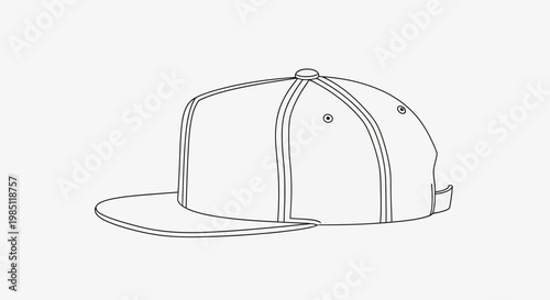Flat Cap Sketch Drawing, Hip Hop Style Baseball Hat Illustration
