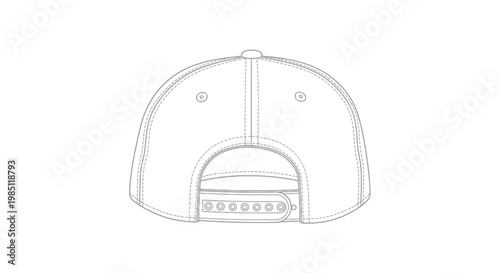 Wallpaper Mural Flat Brim Baseball Cap Back View Line Drawing Torontodigital.ca