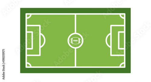 American Football Field Top View Vector Graphic