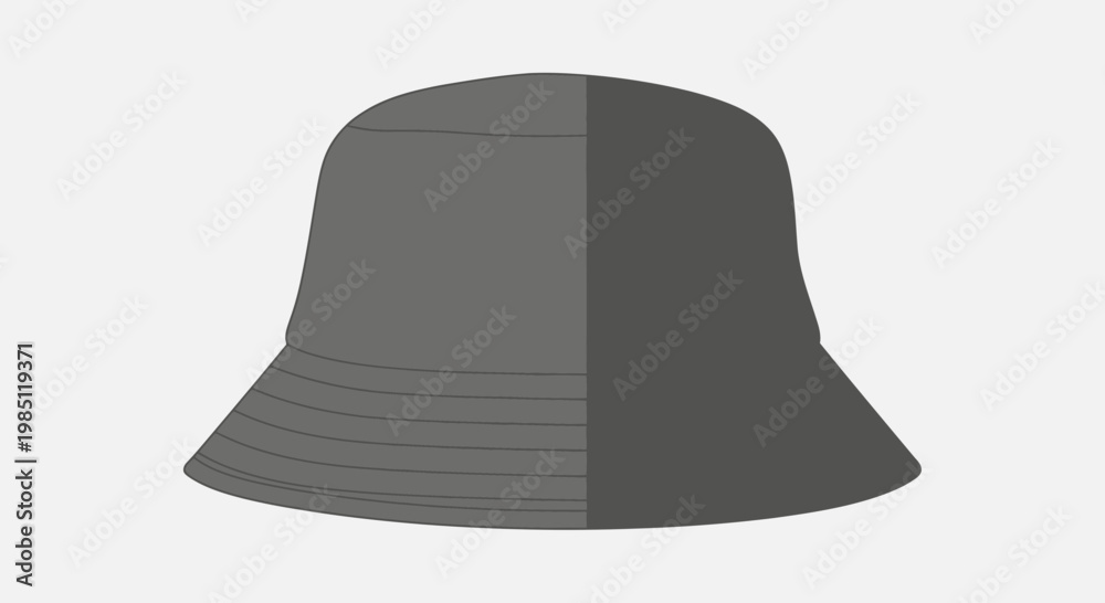 Fototapeta premium Gray Bucket Hat Icon with Flat Design and Shadow Effect