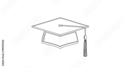 Wallpaper Mural Graduation Cap Outline Drawing on White Background, Academic Achievement Symbol Torontodigital.ca