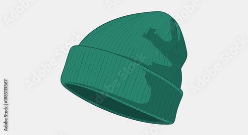 Wallpaper Mural Green knitted beanie hat with folded brim, studio shot, isolated on white background Torontodigital.ca