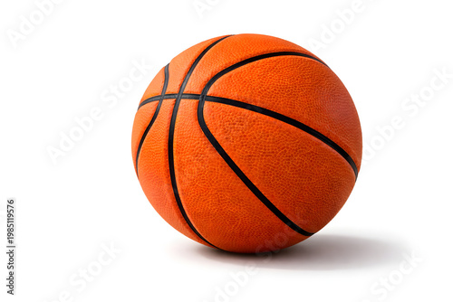 Orange basketball isolated on white background with soft shadow