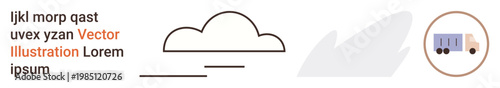 Logistics, transportation, delivery services, environment, cloud computing, minimalism. A stylized cloud, abstract truck and minimal graphic lines. Transportation and logistics concept