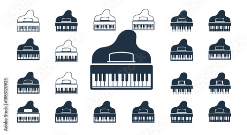 Grand Piano Icons Collection - Musical Instrument Symbols