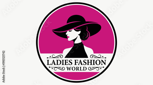 Elegant logo for "Ladies Fashion World" featuring a silhouette of a woman in a wide-brimmed hat, symbolizing style and sophistication in women's fashion.