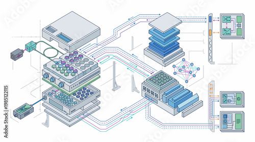 Industrial manufacturing process flow diagram.