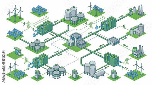 Infographic of industrial process system.