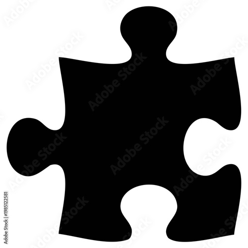 Принти на полотні Elegant vector illustration of a single black puzzle piece, symbolizing challenge, solution, integration, and the quest for completeness in design projects