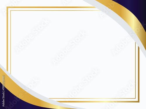 Elegant golden and deep blue frame with white space for text, perfect for certificates, invitations, or professional documents, conveying a sense of prestige and quality