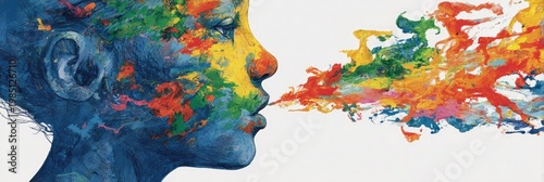 young male child with autism spectrum puzzle pieces - asd Autism spectrum disorder concept for boys, males, and children