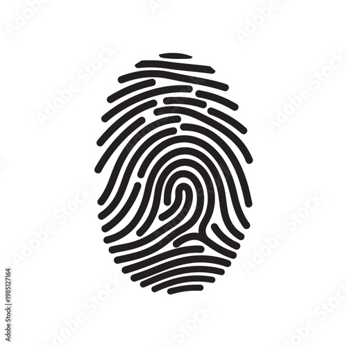 Fingerprint Icon Black Biometric Identity Verification Security Symbol Isolated on Transparent Background