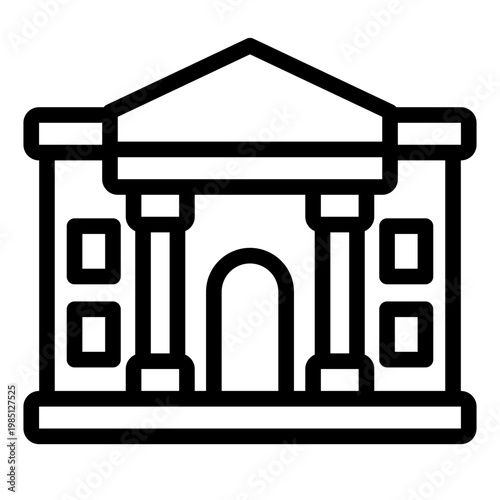 bank outline icon. financial building. money service. business district.