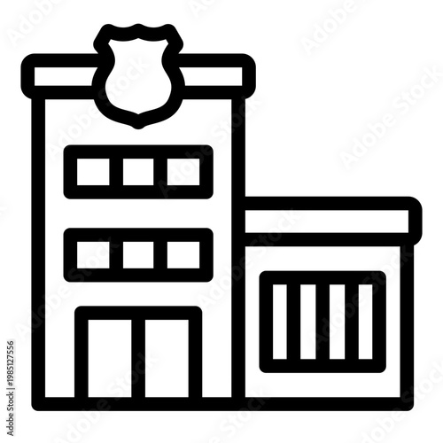 police outline icon. station building. public safety. law enforcement.