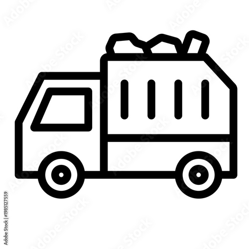 garbage truck outline icon. waste transport. city cleanup. sanitation vehicle.