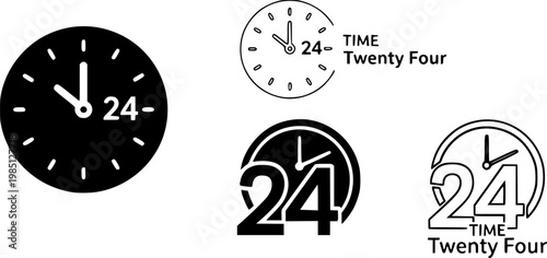 Time twenty four icon concept. Glyph and line vector illustrations on white background
vector silhouette illustration isolated on white background 