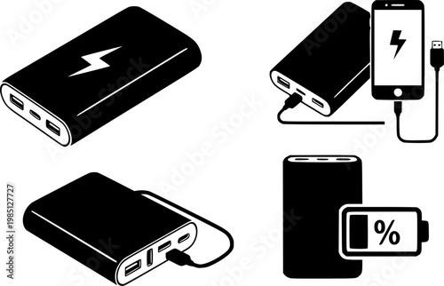 Power bank icon collection. Vector design pack
vector silhouette illustration isolated on white background 