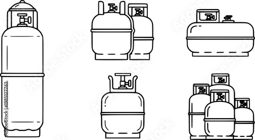 Gas cylinders icon logo vector. Set of line icons. flat designs
vector silhouette illustration isolated on white background 