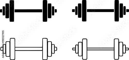 Barbell icon. Flat and outline icons. Black icons
vector silhouette illustration isolated on white background 