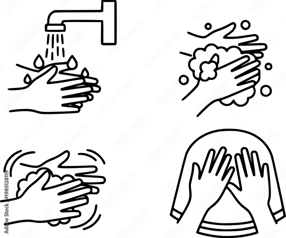 Obraz premium Wash your hands icon concept. Glyph and line vector illustrations on white background vector silhouette illustration isolated on white background 