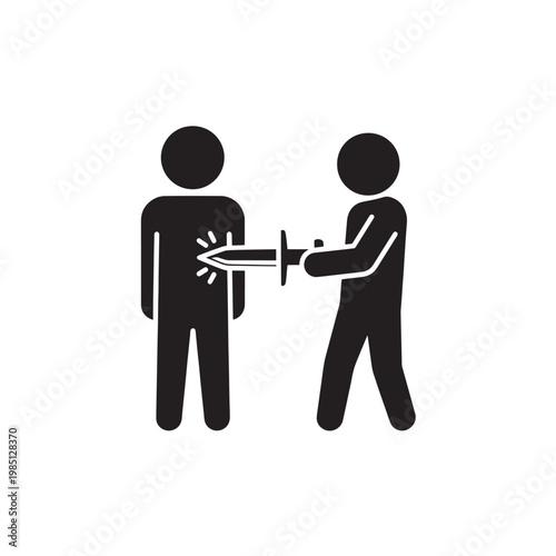 Backstabbing Icon Stick Figure Betrayal Attack Violence Warning Symbol Transparent Background