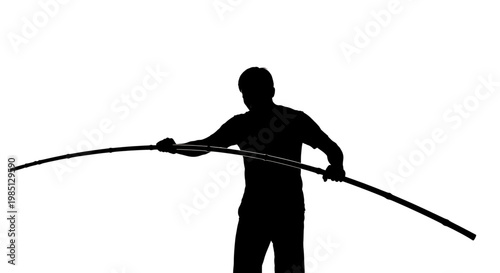 A silhouette of a man holding a bow and arrow in a powerful stance