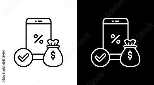 In-App Loan Outline White Icon Set Design