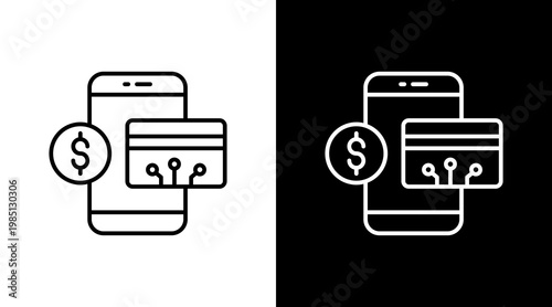 Embedded Payment Outline White Icon Set Design
