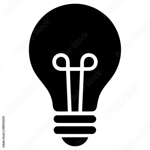 Bild auf Leinwand Minimalist black vector graphic of a traditional lightbulb symbol, representing brilliant new ideas, creative inspiration, and innovative solutions for design concepts